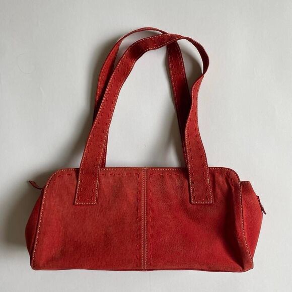 Vintage Handbags - Vintage soft red suede shoulder bag